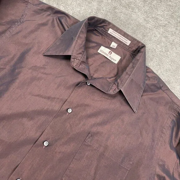 Etienne Aigner | Shirts | Etienne Aigner Dress Casual Shirt Mens Size 75  3435 Burgundy Satin Usa Made | Poshmark